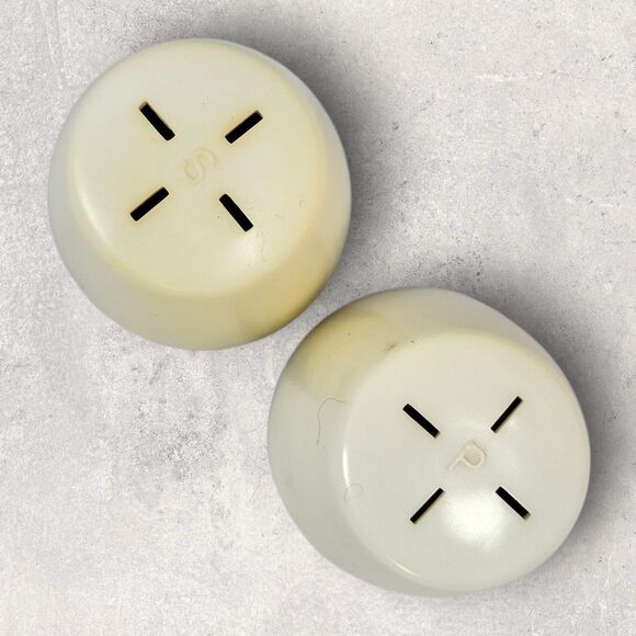 Vintage Miracle Maid “Gem Coat” Salt & Pepper Shaker Set w/ Holder – 1960s Promo - Picture 6 of 10